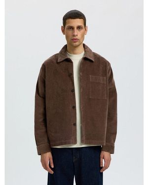 SELECTED Langarmhemd Slmotto Kris Cord Overshirt Noos Baumwollmischung, Regular Fit - Braun
