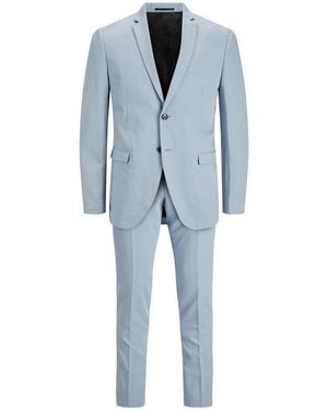 Jack & Jones Anzug Jprfranco Extra Schmal, Pflegeleicht, Stilvoll Mit Fallendem Revers Materialmix Aus Polyester, Viskose Und Elasthan - Blau