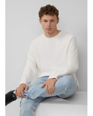 QS Langarmshirt Longsleeve aus Strukturware - Weiß