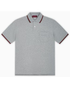 Gucci Polo Con Bordado, Talla - Gris