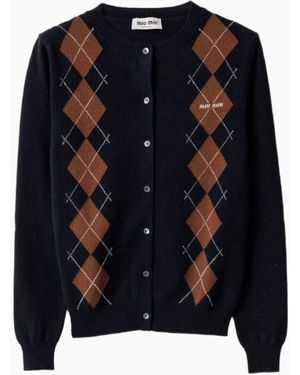 Miu Miu Cardigan De Rombos, Talla - Azul