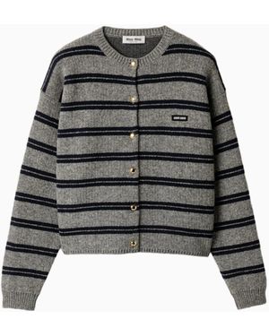 Miu Miu Cardigan De Listas, Talla - Negro