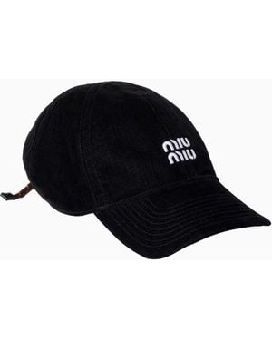 Miu Miu Gorra De Terciopelo, Talla - Negro