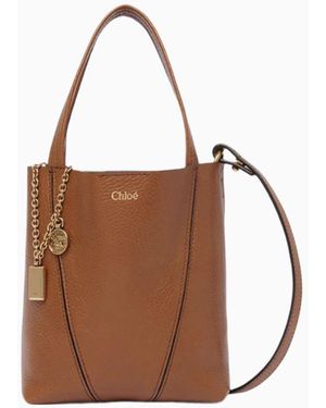 Chloé Bolso Tote Spin Mini, Talla - Marrón