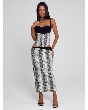 Outcast Ravelle Midi Skirt Snake - Metallic