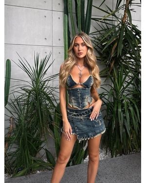 Outcast San Diego Corset Top Denim - Green