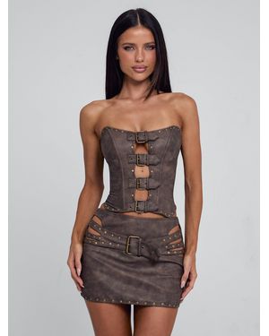 Outcast Rodeo Mini Skirt Chocolate - Brown