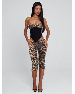 Outcast Eira Capri Pant Leopard Sequin - White