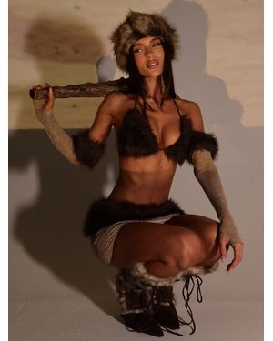 Outcast Cavewoman Micro Mini Skirt - Brown