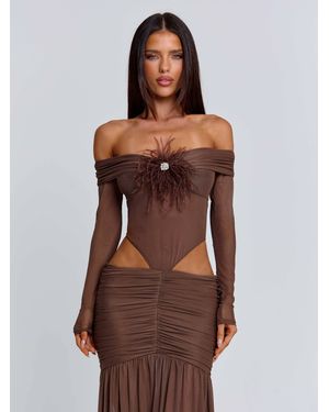 knee length dresses for ladies Kalila Halter Lace Mini Dress Chocolate main image 0