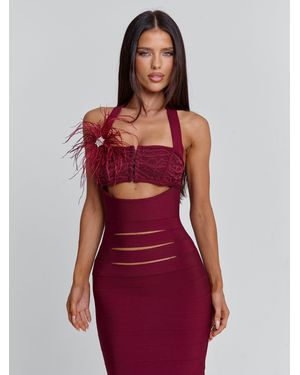 Outcast Lunabelle Midi Dress Burgundy - Red