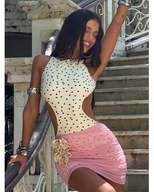 Outcast Madisona Mini Dress Cream Polka Dot - Multicolor