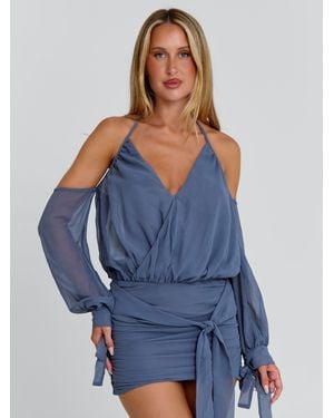 Outcast Annabel Mini Dress Steel - Blue