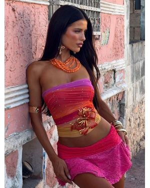Outcast Hallie Top Ocean Sunset - Red