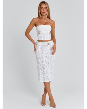 Outcast Lunalla Midi Skirt Ivory - White