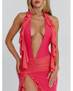 Outcast Janie Maxi Dress Coral - Red