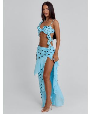 Outcast Farwin Maxi Skirt Polka Dot - Blue