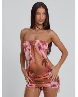 Outcast Zelina Mini Dress Kinsea Peach - Red