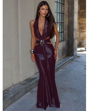 Outcast Britt Maxi Dress Plum - Metallic