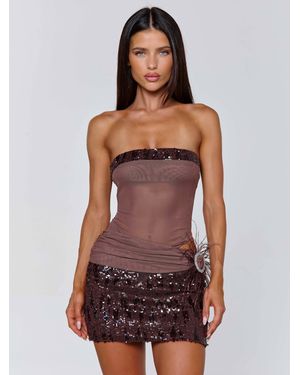 Outcast Lyla Mini Dress Chocolate - Brown