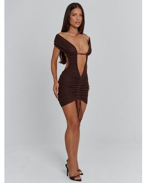 Outcast Alia Mini Dress Chocolate - Brown