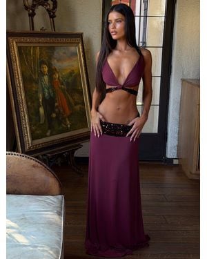 Outcast Aluna Maxi Skirt Burgundy - Brown