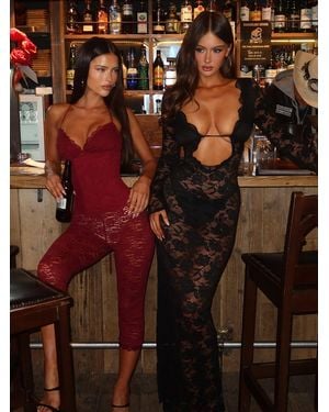 Outcast Cendre Playsuit Burgundy - Brown