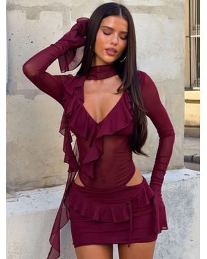 Outcast Avaline Mini Dress Burgundy - Purple
