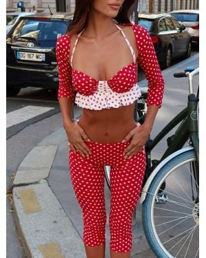 Outcast Frieda Capri Pant Polka Dot - Red