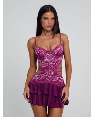 Outcast Santana Mini Dress Burgundy - Red