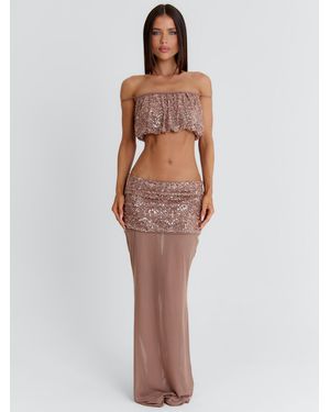 Outcast Patience Crop Top Taupe - White
