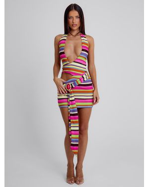 Outcast April Mini Dress Multi Stripe - Red
