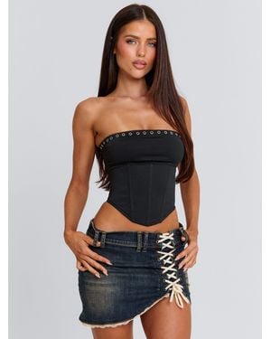 Outcast Plize Mini Skirt Denim - Black