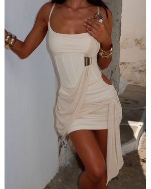 Outcast Blanche Mini Dress Ivory - Brown