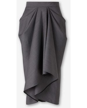 Givenchy Falda Midi Drapeada - Gris