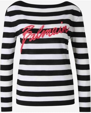 Balmain Jersey Listado Lana - Negro