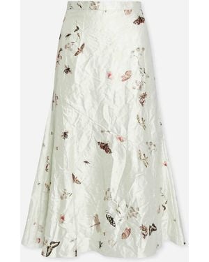 Erdem Falda Midi Estampada - Blanco