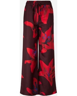 McQueen Pantalones Estampado Floral - Rojo