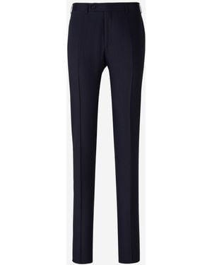 Canali Pantalones Lino Fluido - Azul