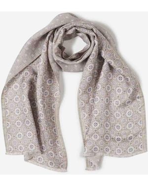 Santa Eulalia Fular Lino Estampado - Blanco