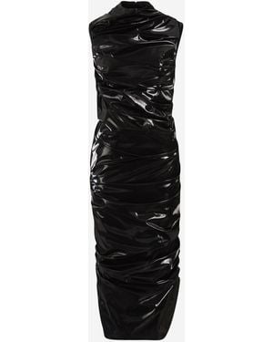 McQueen Vestido Midi Laminado - Negro