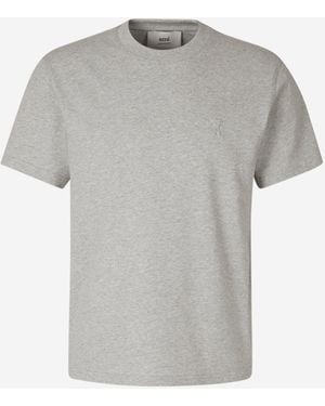 Ami Paris Camiseta Logo Algodón - Gris