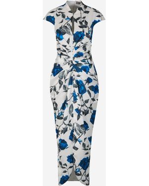 Rasario Vestido Midi Motivo - Azul