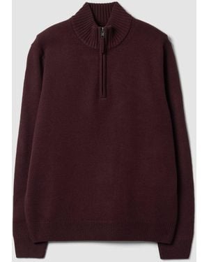 OVS Maglia Viola Half Zip Regular Fit A Maniche Lunghe, Uomo, Taglia - Rosso