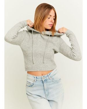 Tally Weijl Maglia A Costine Con Cappuccio, Donna, Taglia - Grigio