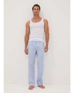 OVS Pantaloni Pigiama Azzurri A Righe - Bianco