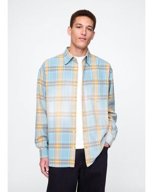 Gap Camicia A Quadri Azzurri E Gialli - Bianco