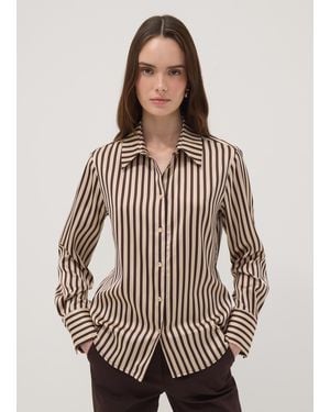 OVS Camicia Gialla A Righe Marroni - Marrone