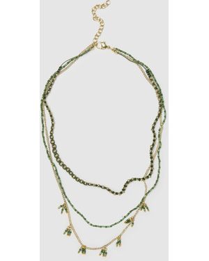 OVS Ovs Collana Multistrato Da Donna Di Perline Verdi, Taglia - Bianco
