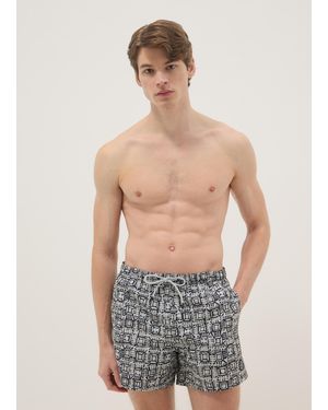 Maui Boxer Da Mare Con Fantasia Geometrica, Uomo, Taglia - Grigio
